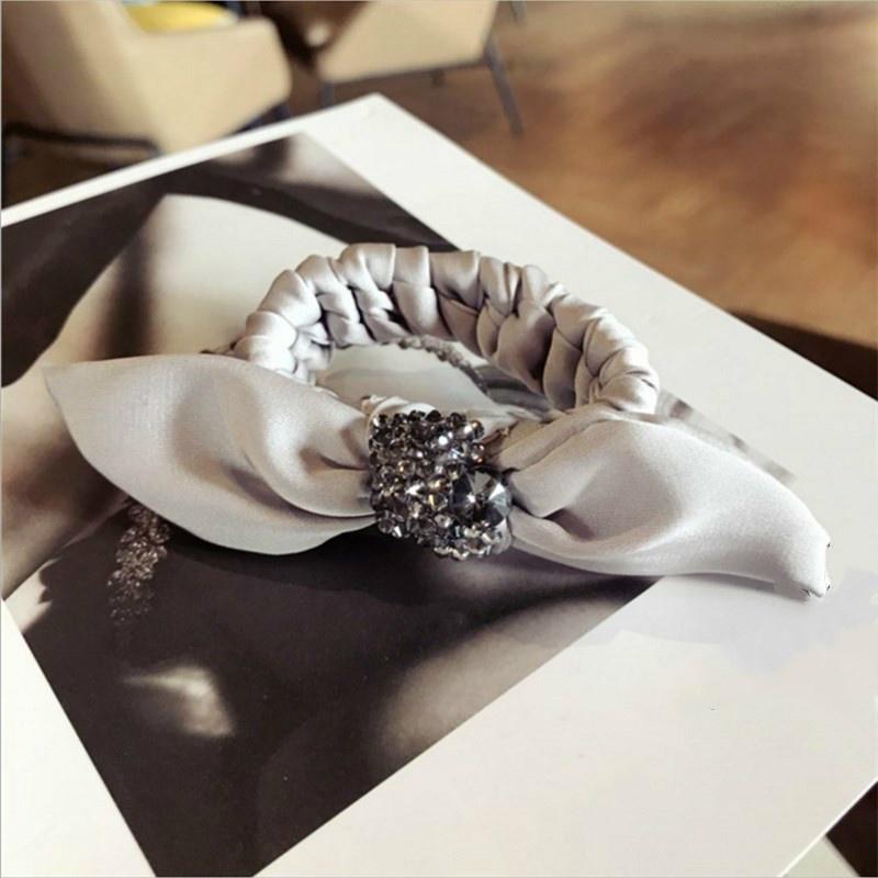 Hair Accessories Rhinestone Super Flash Bow Rabbit Ears Hair Rope Women Hair Ring