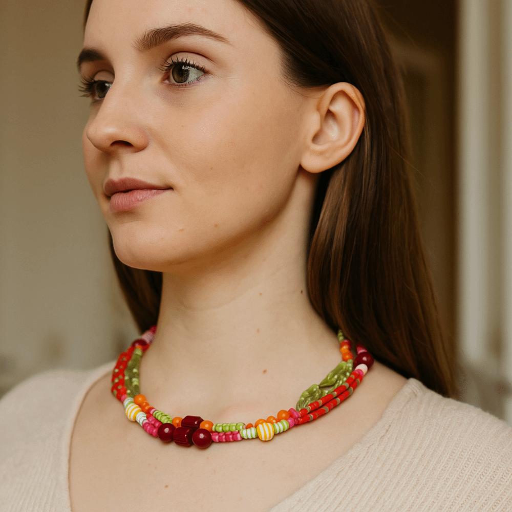 Ethnic Style Multilayer Bead Necklace Marine Organism Charms Dopamine Necklace  Women
