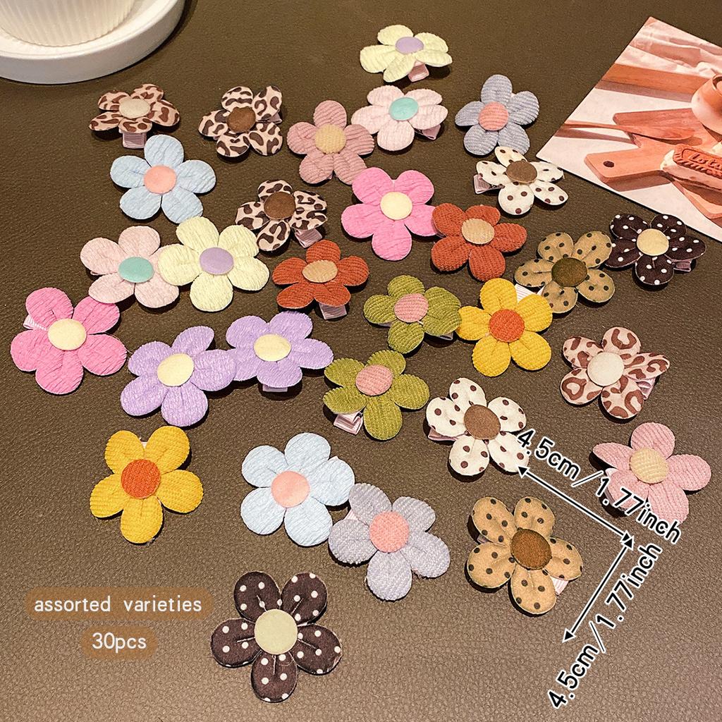30 Sweet Wind Colored Random Hair Clips and Headflowers Suitable for Daily Use As Hair Accessories