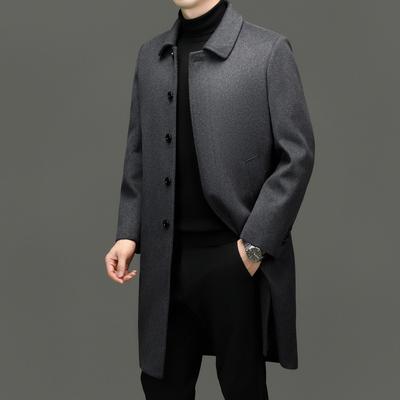 Giacca da Uomo Autunno e Inverno Nuova Moda Business Casual Media e Lunga con Revers Trench