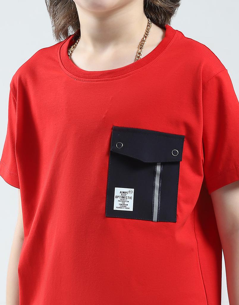 MONTE CARLO Boys Solid Regular Fit Round Neck Half Sleeve T-Shirt