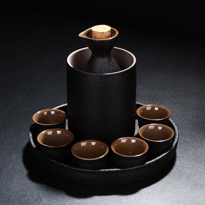 

Бытовая японская кастрюля для сётю, черная керамика, сакэ, керамическая кружка, диспенсер для вина, бокал для белого вина, набор для подогрева вина