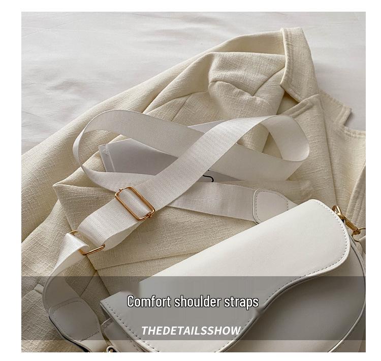 Women's Half-Moon Saddle Bag with Chain Strap - 2025 Spring/Autumn Collection, Crossbody or Single Shoulder Style with Wide Strap