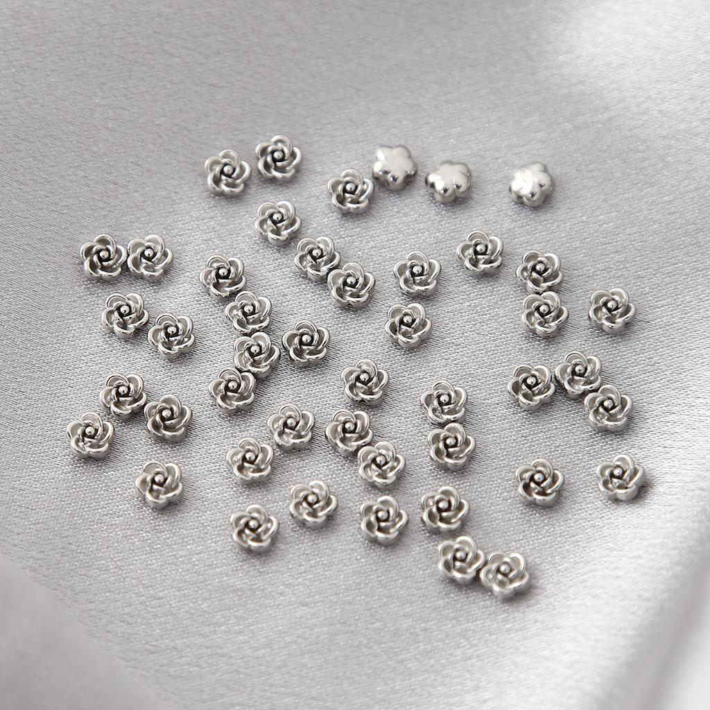 30pcs Stainless Steel Rose Flower Spacer Beads For Jewelry Making DIY Rose Pendants Charms Loose Beads Jewelry Findings Crafts