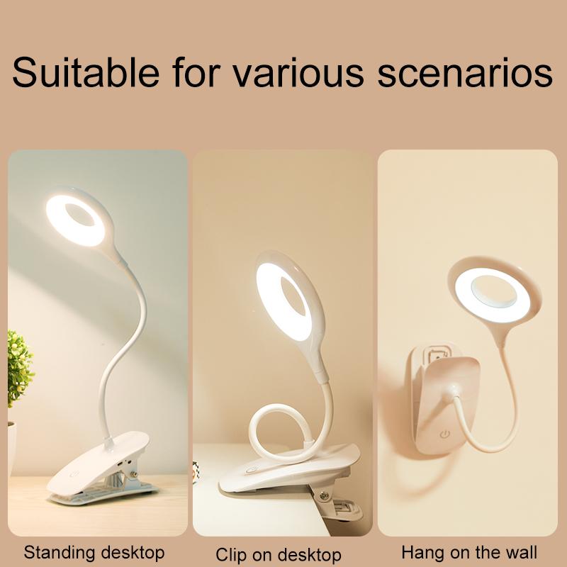 FASHION LED Desk Lamp Clip On Type USB Charging With Built In Lithium Battery Touch Dimming Student Learning Reading Table Lamp