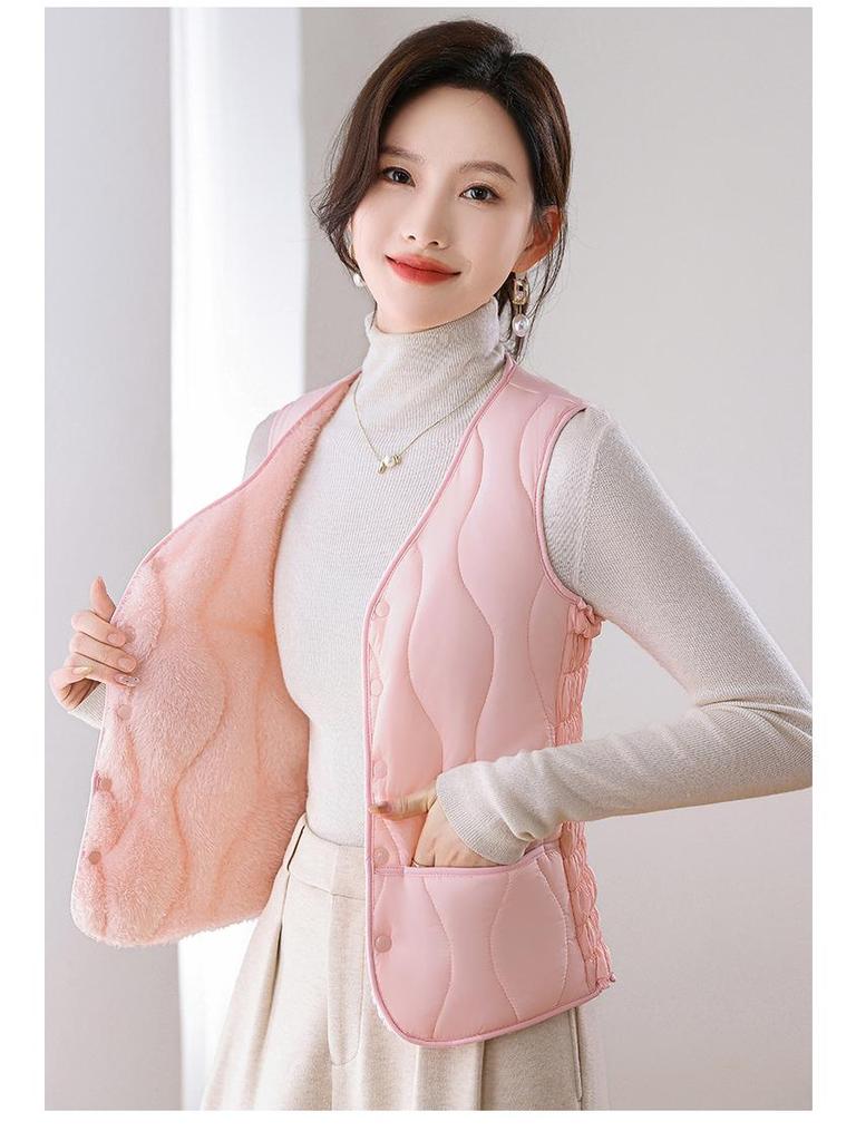 Women's Down Cotton Vest - Winter Slim Fit, Thick, Warm, Short Vest with Velvet Lining