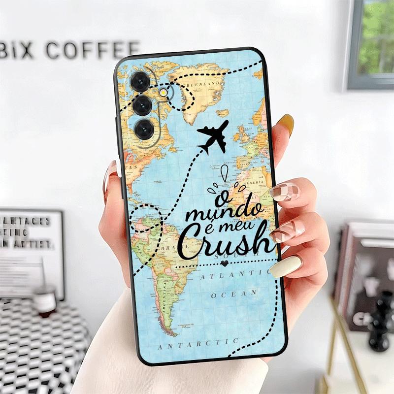 Travel Map Artistic Pattern Soft Phone Case for Samsung A17 A37 A57 A16 A26 A36 A56 A15 A25 A35 A55 A14 A24 A34 A54 A13 A23 A33