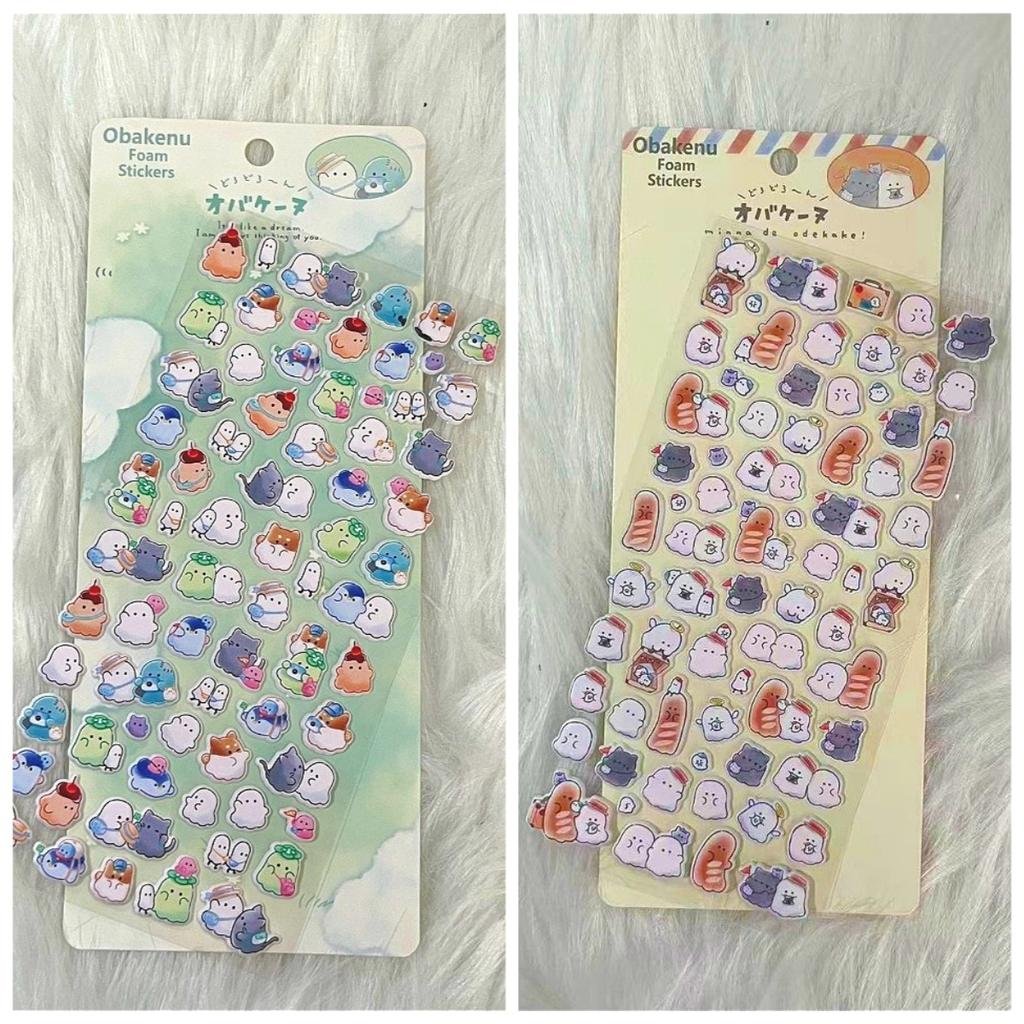 Durable Cute Obakenu Foam Stickers Japanese Ghost Cartoon Decals for Kids DIY Journal and Scrapbook High Quality