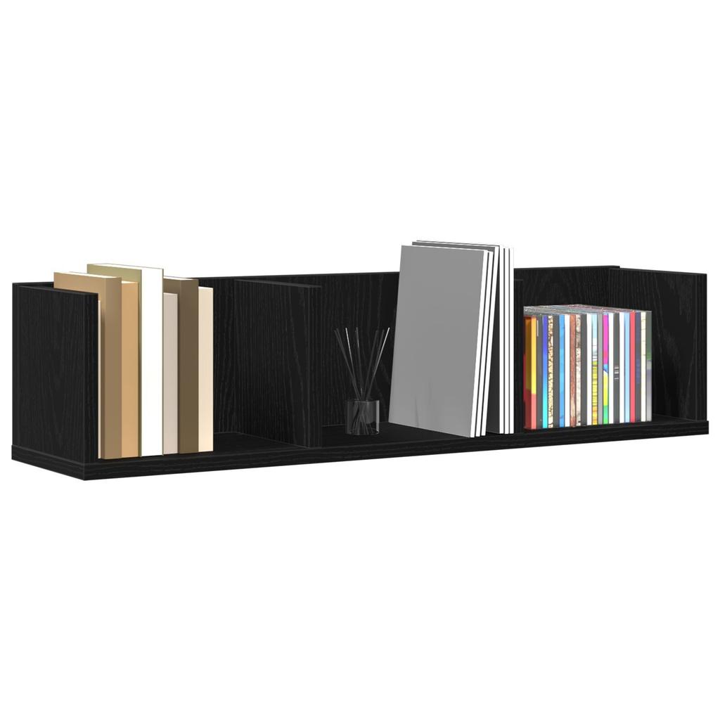 CD Ledge Made of Black Oak, Multifunctional Storage for Decorations and Vases, Ledge for Entrance, Living Room and Bathroom