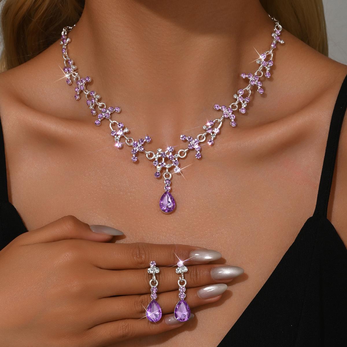 

Two-Piece Wedding Season Necklace Earrings Korean Super Fairy Wedding Dress Accessories Women