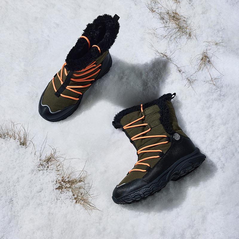 Anta Kids Trendy Fashion Thickened Warm High-Top Boots Kids boots Dark-Brown Black A12446923-1