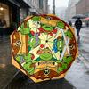 Pizza Party 8 Ribs 3Fold Black Glue Uv Protection Umbrella Sun Protection Rainproof Compact Folding Umbrella For Travel Daily Use C9241703