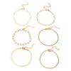 Bohemian Minimalist Women's Metal Chain Bracelet Set - 6 Multi-layer Hand Jewelry
