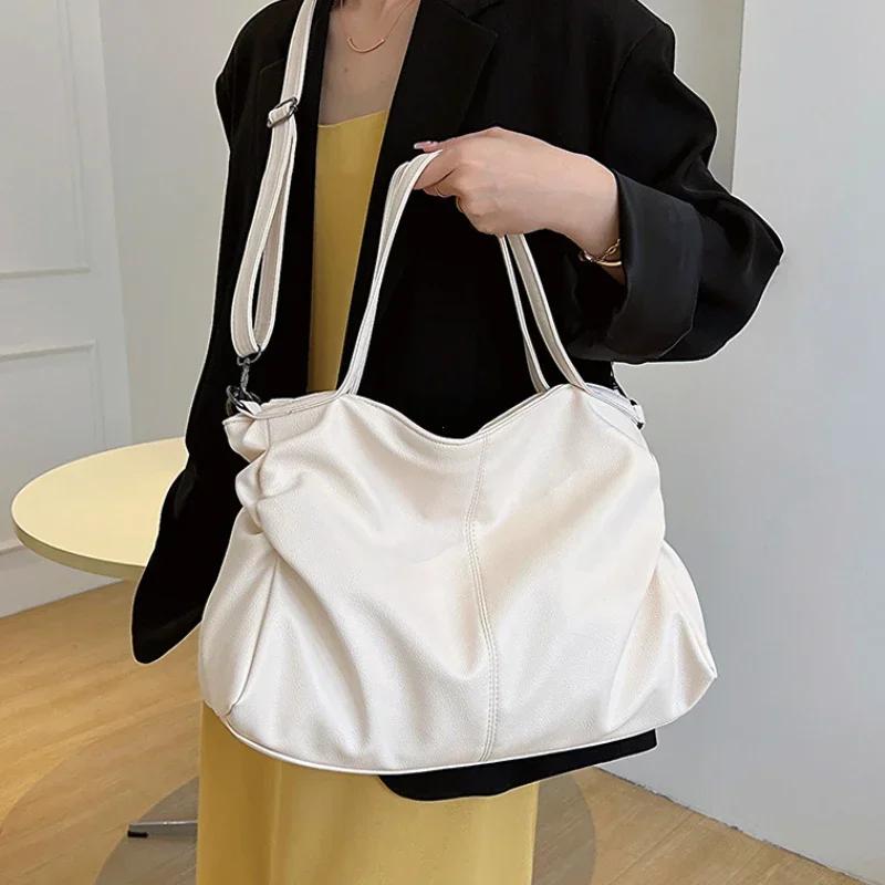 Genți mari negre de umăr pentru femei, geantă mare hobo shopper, culoare solidă, piele moale de calitate, geantă de mână crossbody, geantă tote de călătorie pentru damă