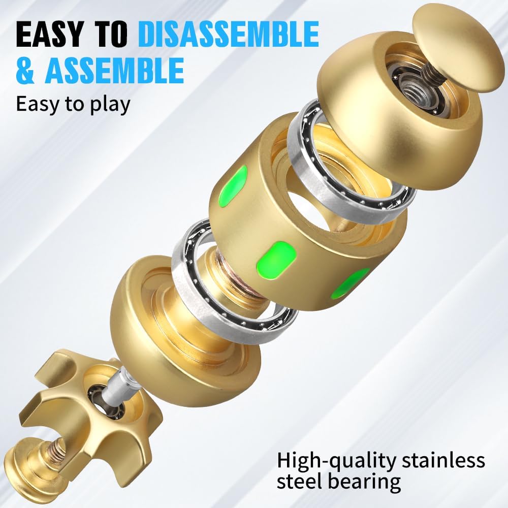 Dilabnda Atomic Bomb Metal Fidget Spinner Toy for, Cool 2 in 1 Luminous Hand Finger Spinner Cube Toy, Sensory Finger Spinner Gyro Toy Gifts