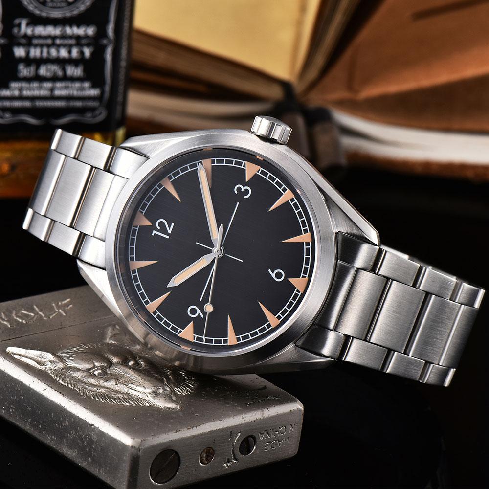 41 mm Herren-Armbanduhr, steril, NH35a, automatisches Uhrwerk, Saphirglas, Edelstahl, S, mattes Russ-Gehäuse, leuchtend