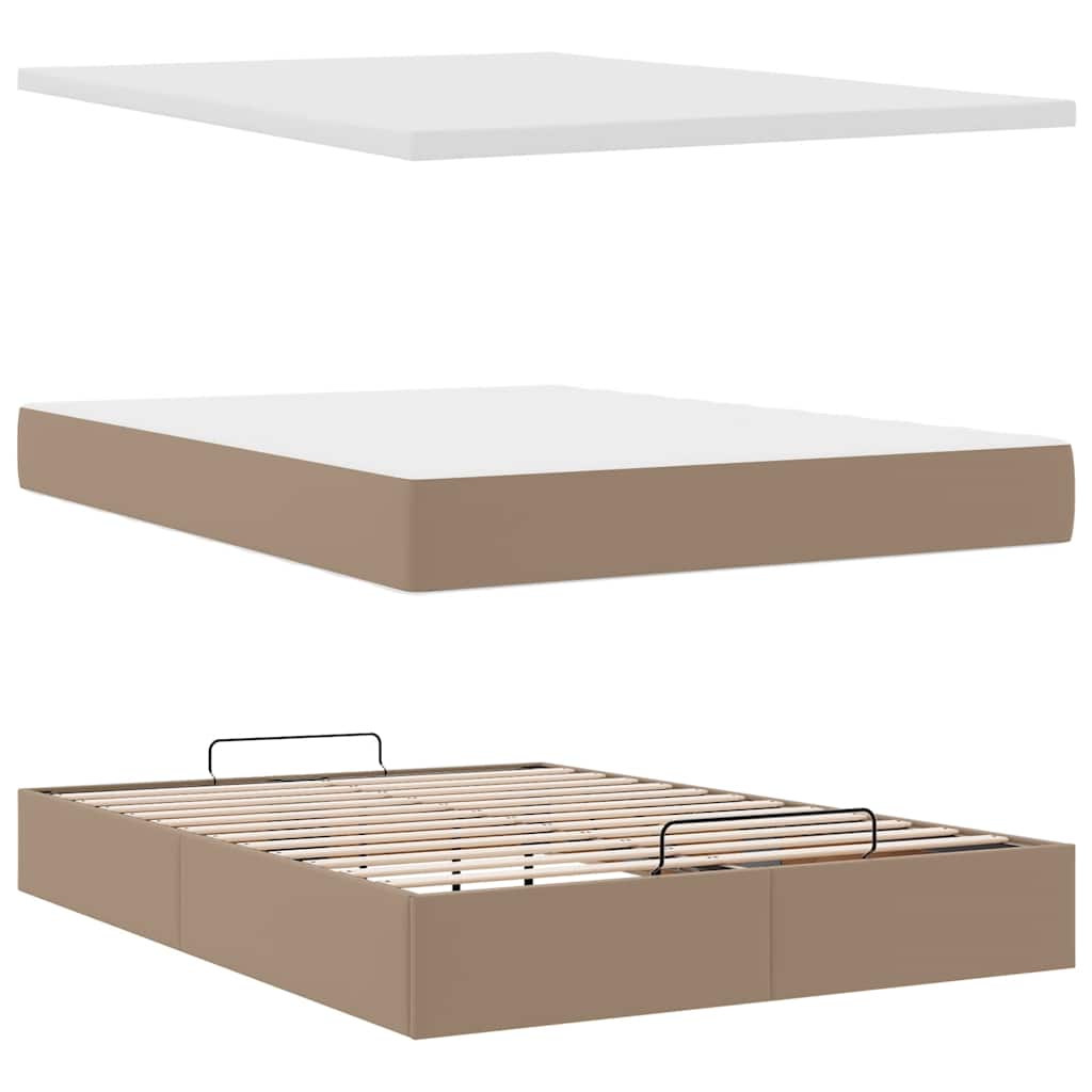 Ottoman Bed with Mattresses & LEDs Cappuccino Brown 140x200 cm