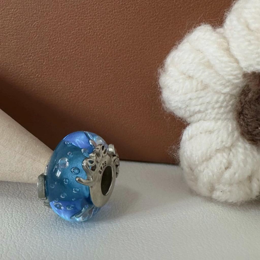 Colorful copper Mini Murano Glass Bead Charms Charm Fits Authentic Bracelets Blue Faceted Murano for Women Necklaces Jewellery