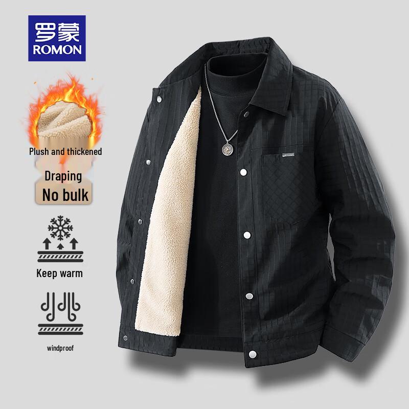 ROMON Men's Business Casual 3D Plaid Jacket