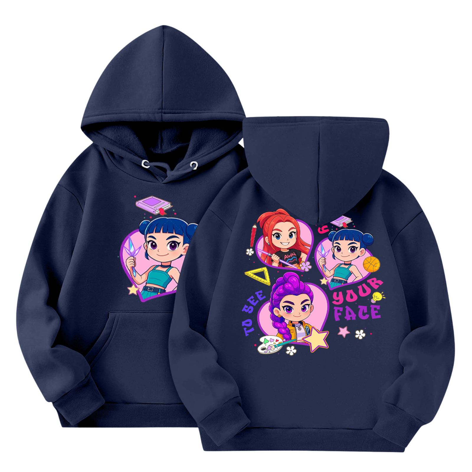 

Детская мода Легкий пуловер с длинным рукавом с карманами Толстовка с принтом 130 тёмно-синий