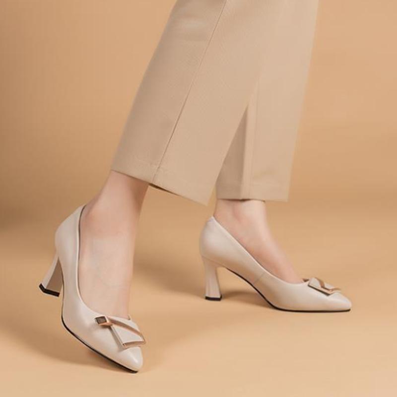 women classic black pu leather high quality slip on square heel shoes lady fashion short shoes zapato tacon alto a6193