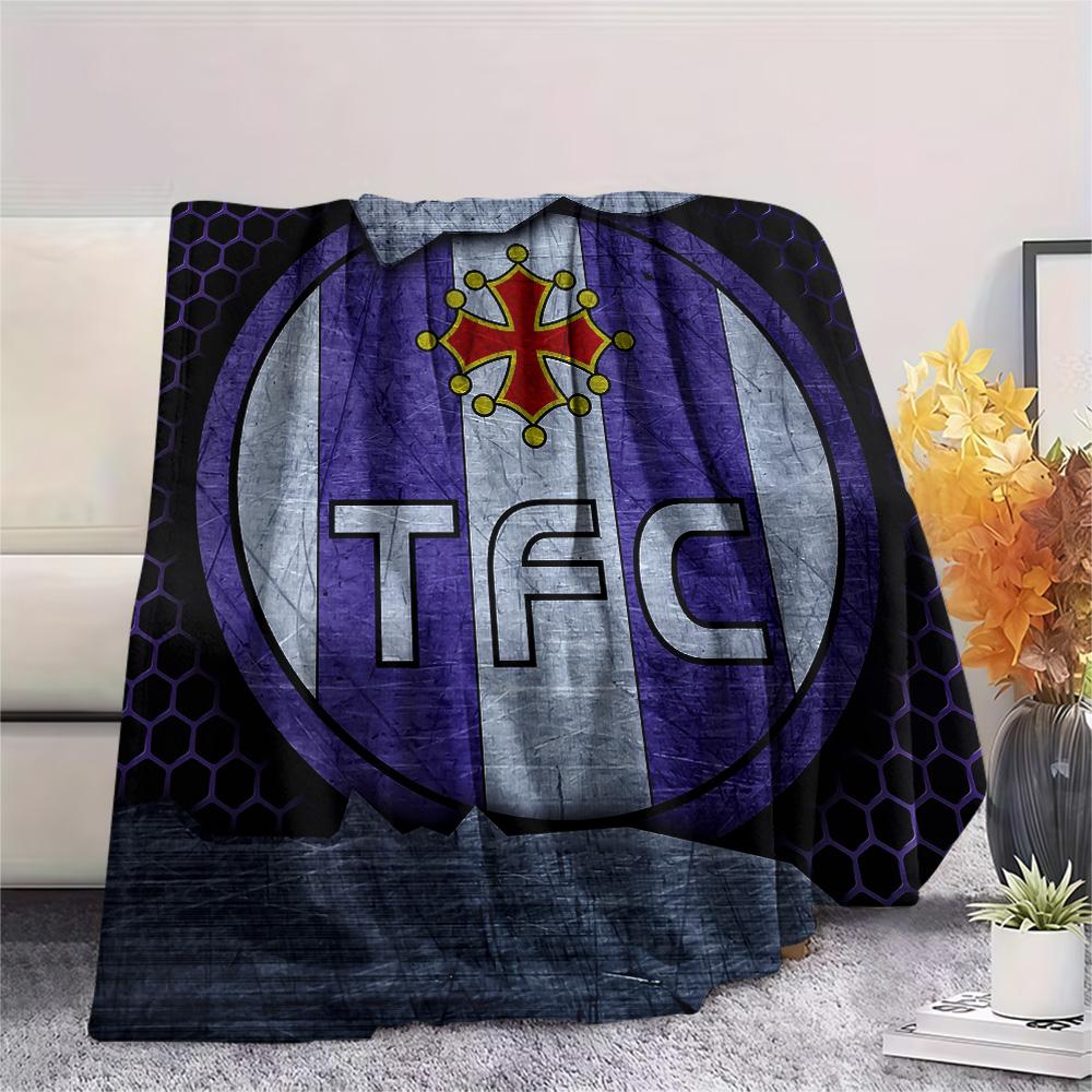 Toulouse Football Club Flanelldecke mit Aufdruck, Hohe Qualität, Bequem für alle Jahreszeiten, Heimdekoration, Wärme und Komfort