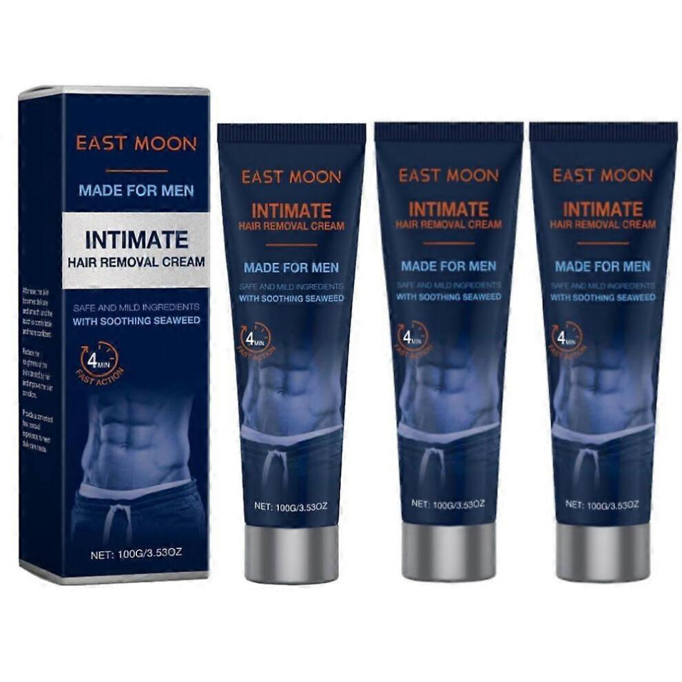 (3pcs)Intimate Private At Home Hair Removal Cream for Men - Painless, Flawless, Soothing Depilatory for Unwanted Coarse Male Body Hair
