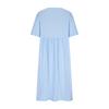 Women's Color Loose Waist Mid Length Dress Cotton Linen Round Neck Dress