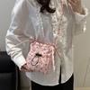 Women's bag 2025 new fashion versatile niche foreign style bow simple commuter shoulder crossbody bucket bag