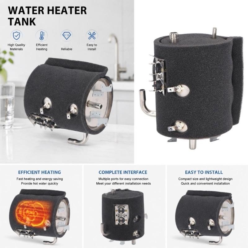 Home Repair Heater Tank Replacement Part for Water Dispenser Use, Insulated Wrapped Body with Visible Pipe Layout and Terminal Unit