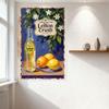 Vintage Lemon Crush Beverage Metal Tin Sign, Yellow Label Glass Bottle & Lemons, Retro Advertising Wall Plaque for Bar Cafe Man