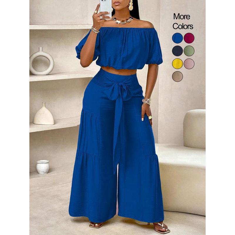 High-Waisted Wide-Leg Pants Set 63908