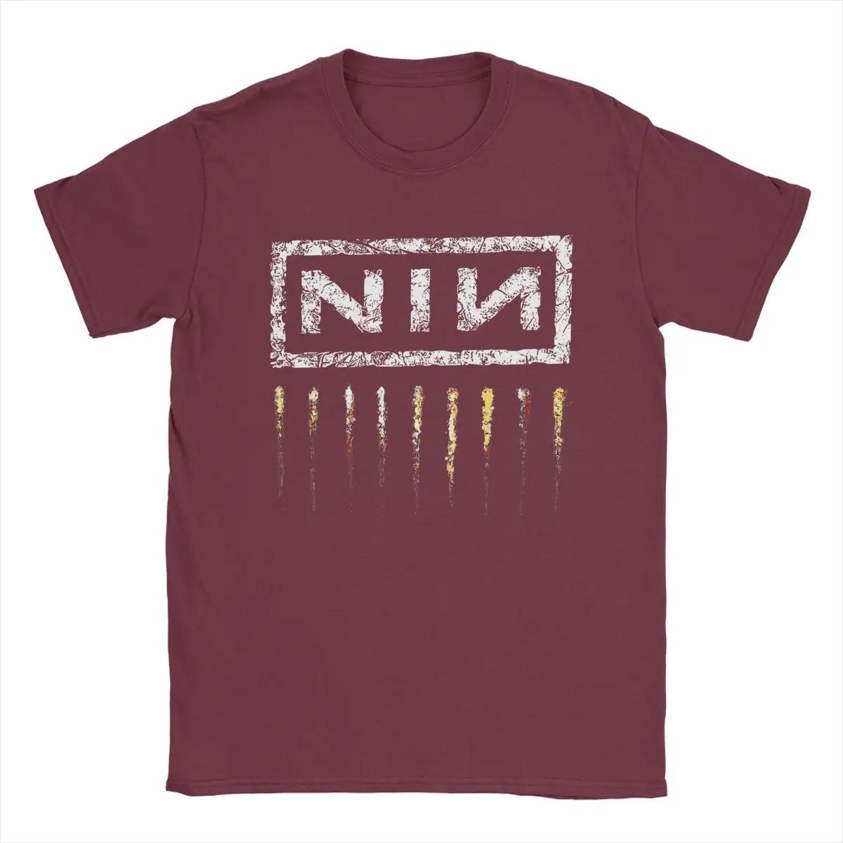 

Nine Inch Nails NIN Чоловічі футболки Модна футболка з коротким рукавом та круглим вирізом 100% бавовна Подарунок на день народження Одяг XXXXXL бордовий