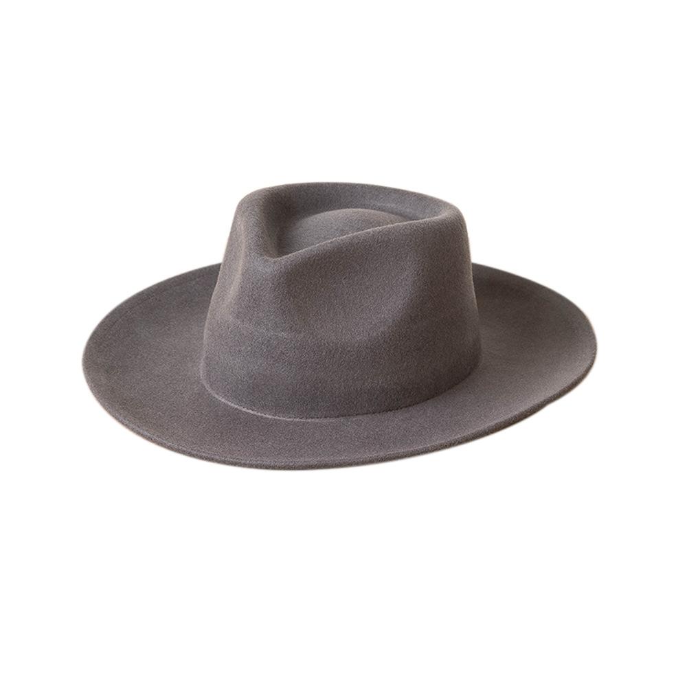 Europe, America autumn and winter new fashion simple wool felt wide brim jazz hat women's casual concave thermal top hat tide