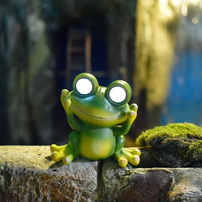 Solar Lamp Animal Statue Simulation Frog Decoration Outdoor Resin Crafts Garden Balcony Decoration