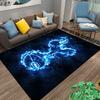"Blue Flame Soccer Ball Pattern Carpet for Bedroom or Living Room" Suitable for use as an anti-slip for living room bedroom sofas