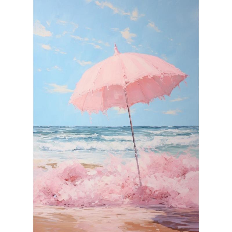 Pink Horse Coastal Beach Champagne Poster Boat Farmhouse  Watercolor Preppy Canvas Painting Print Boho Wall Art Girl Room Decor