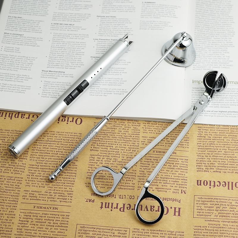 Aroma Candle Tool Kit: Wick Trimmer, Snuffer, Extinguishing Hook, and Tray.