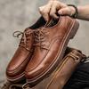 Men Casual Leather Shoe Classic Handmade Loafers for Men Lace-up Genuine Leather Shoes Oxford Business