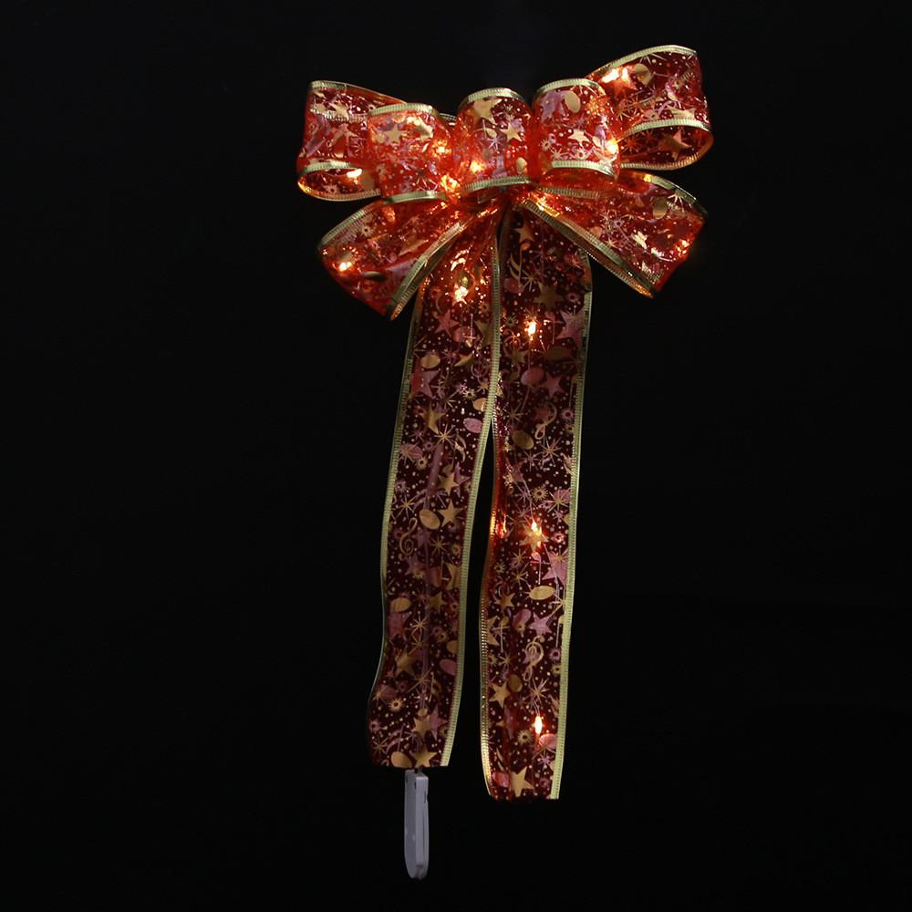 Stylish Silver Large Christmas Bow Decoration With Multicolored And Warm Light Choices