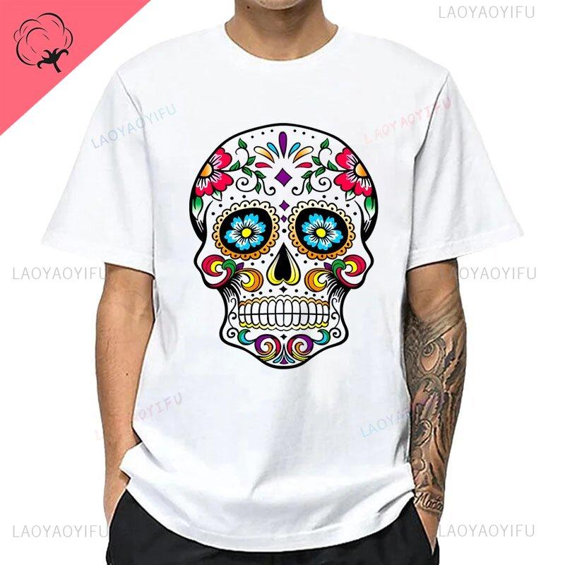 Summer New Arrival Hipster Street Style Loose Cool Skull Printed Loose Short Sleeve for Men Harajuku Mens Oneck Fashion Tee
