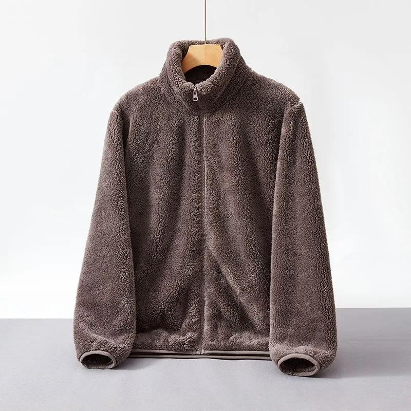 Giacca in pile double-face Pile polare Autunno e Inverno Top in pile Corallo Caldo Ispessito Collo alto Zip Cardigan