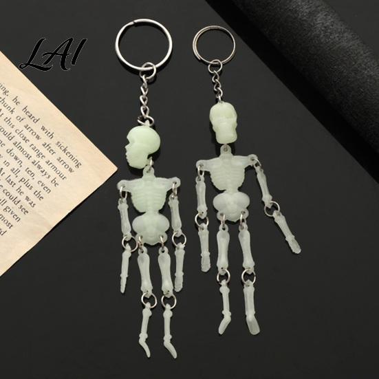 Gothic Skeleton Keychain Movable Joints Keychain Glow-in-the-Dark Keyring for Halloween Handbag Backpack Purse Charm Men Women Decorative