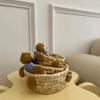 Cute Little Bear Hugging Weaving Storage Basket Woven Cosmetics Lipstick and Miscellaneous Items Storage Basket Desktop Decor