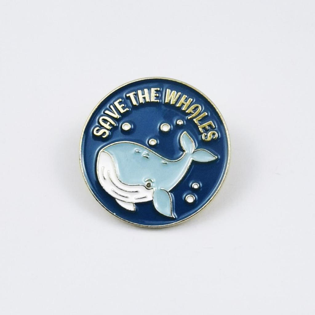Whale Cartoon Badge: Protect Whales Clothing and Bag Accessory