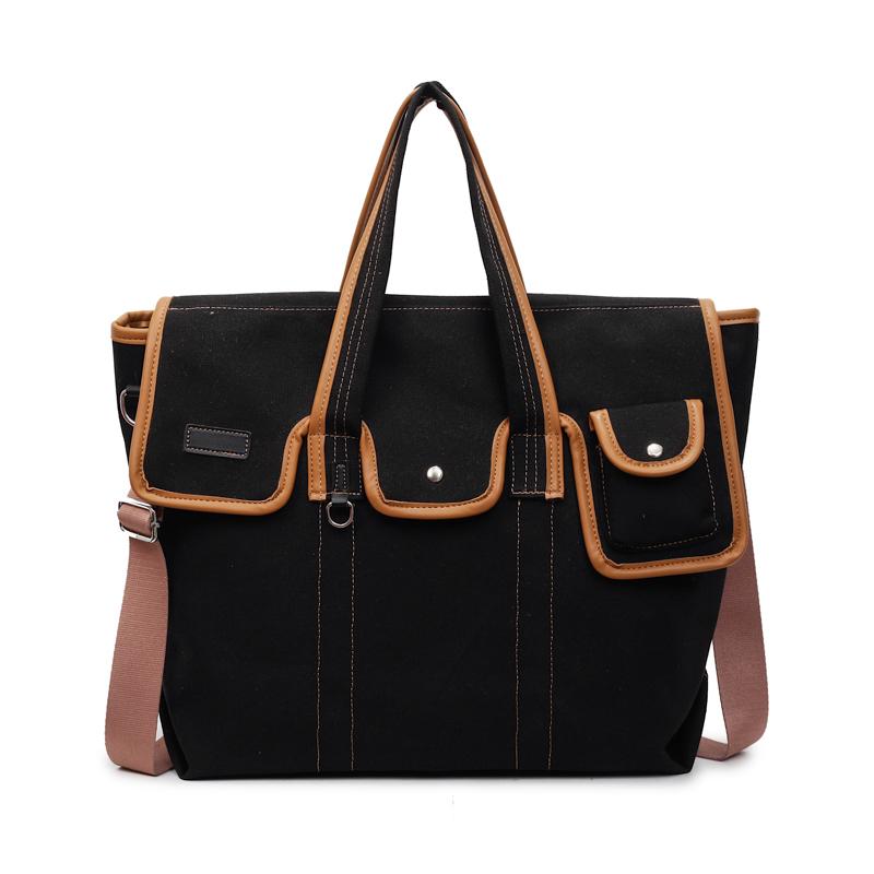 

Женская сумка через плечо на молнии, сумка-тоут для путешествий большой вместимости, контрастная сумка кроссбоди чёрный