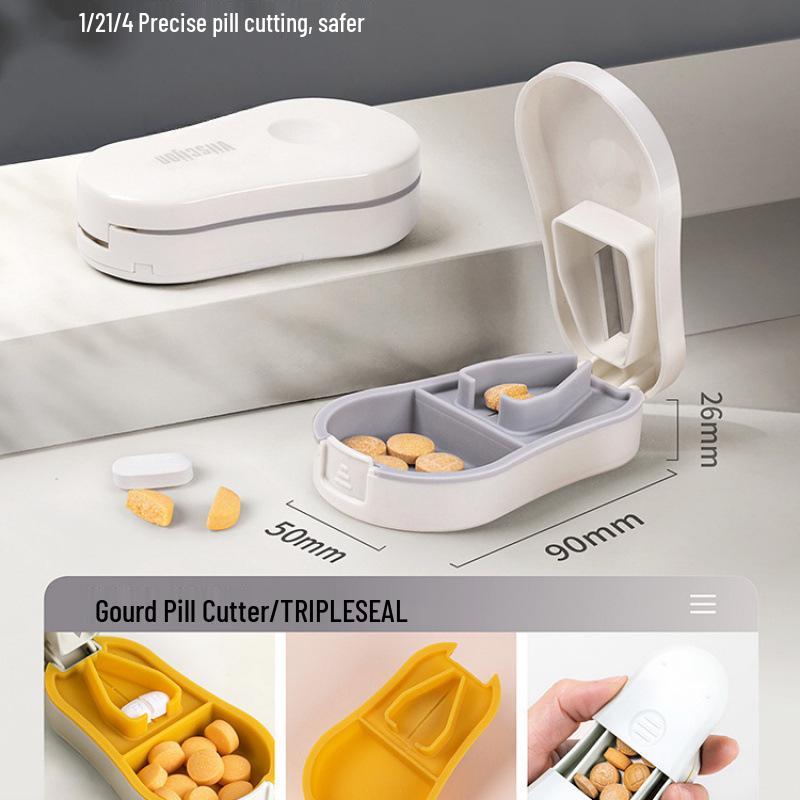 Portable Travel Pill Cutter: Splits Pills Into Halves or Quarters