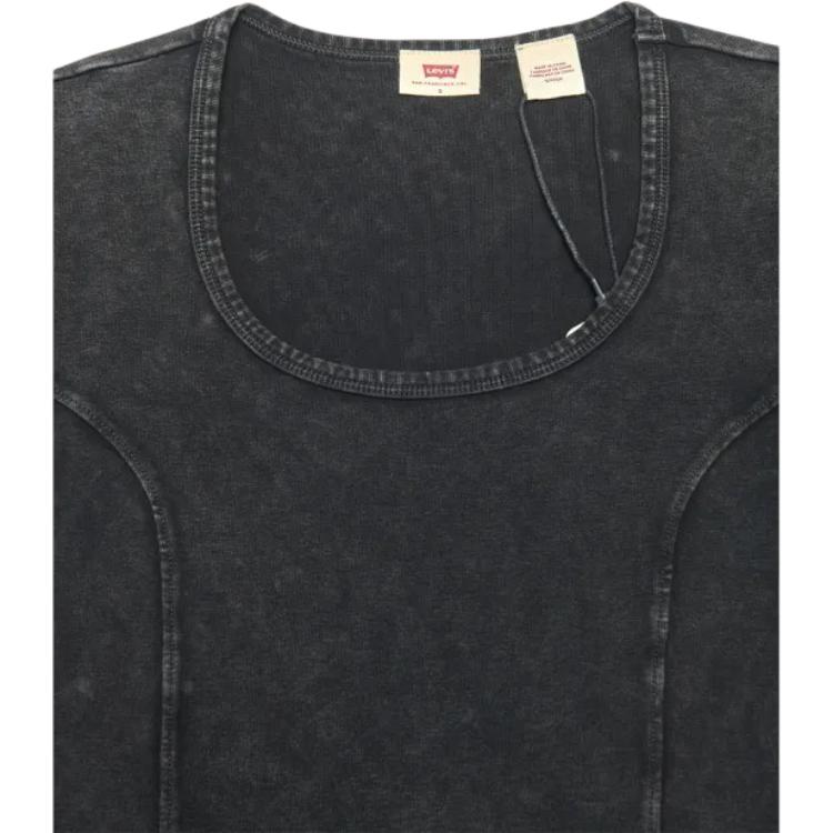 Levis Solid Color Spliced Comfortable Short Sleeve T-Shirt Women T-Shirts Black 0019V-0001
