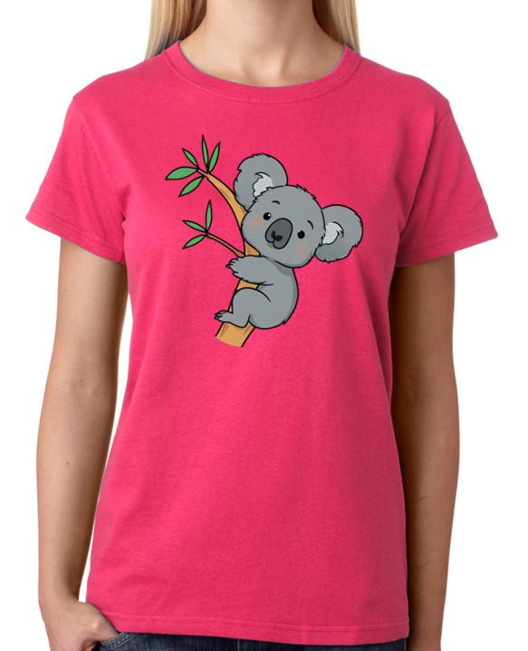 Koala Climbing A Tree Ladies T-Shirt 3XL