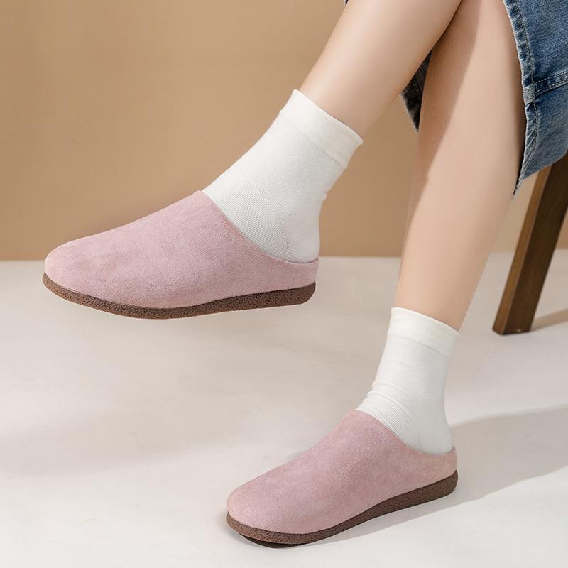 Móda 2025 Nové Dámské Ležérní Pantofle Jaro Nové Silná Podrážka Semišové Dřeváky Pantofle Módní Ploché Mulky Měkké Pohodlné Plážové Boty